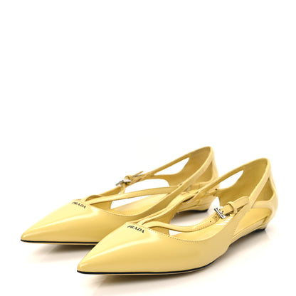 Prada Calfskin Crisscross Ballerina Flats 36 Yellow 3 of 9