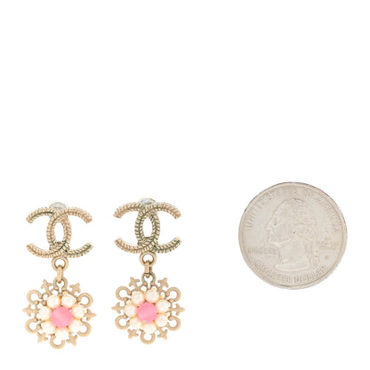 Chanel Pearl Resin CC Flower Drop Earrings 2 of 8