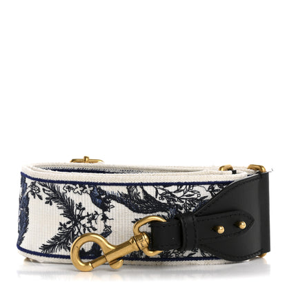Christian Dior Canvas Embroidered Toile de Jouy Soleil Shoulder Strap Black White Blue 1 of 8