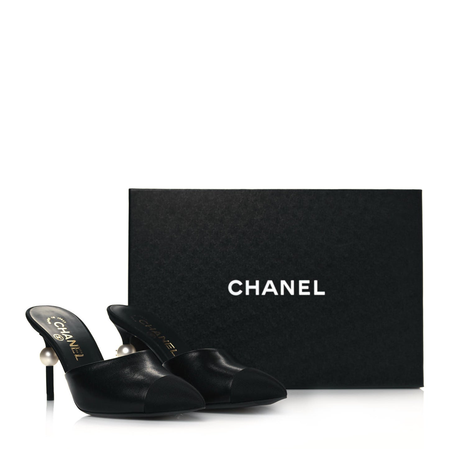 Goatskin Grosgrain Cap Toe Pearl Mule 35.5 Black
