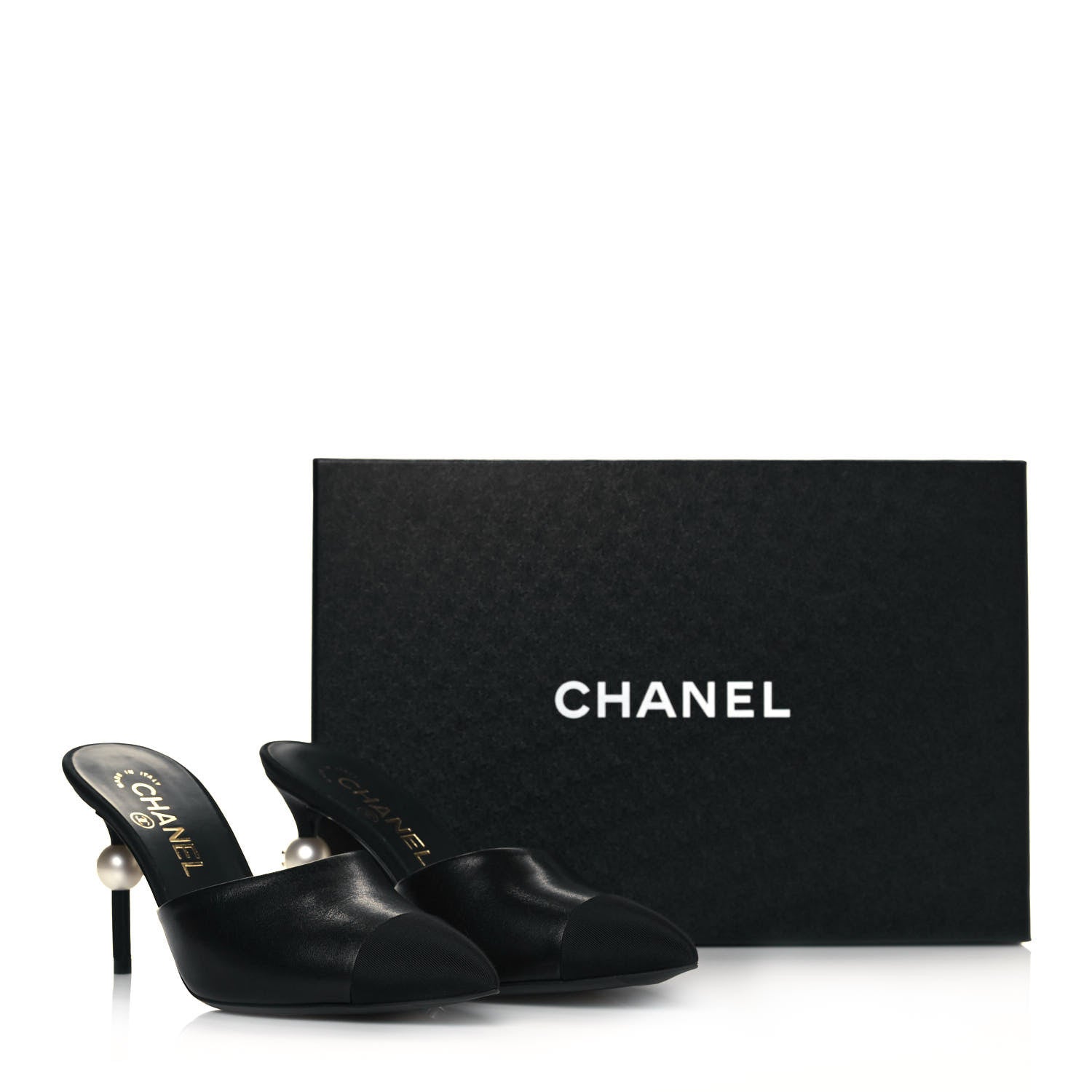 Chanel Goatskin Grosgrain Cap Toe Pearl Mule 35.5 Black 9 of 9