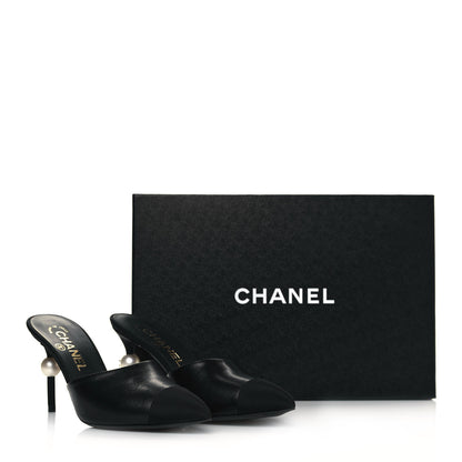 Chanel Goatskin Grosgrain Cap Toe Pearl Mule 35.5 Black 9 of 9