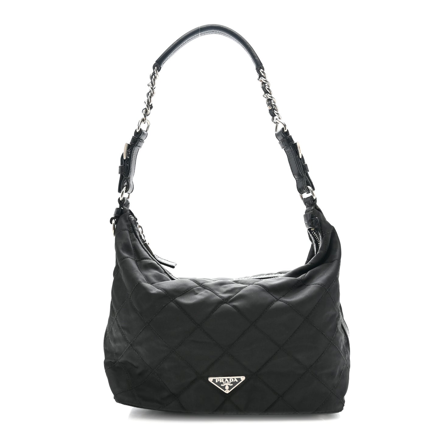 Tessuto Nylon Quilted Shoulder Bag Black