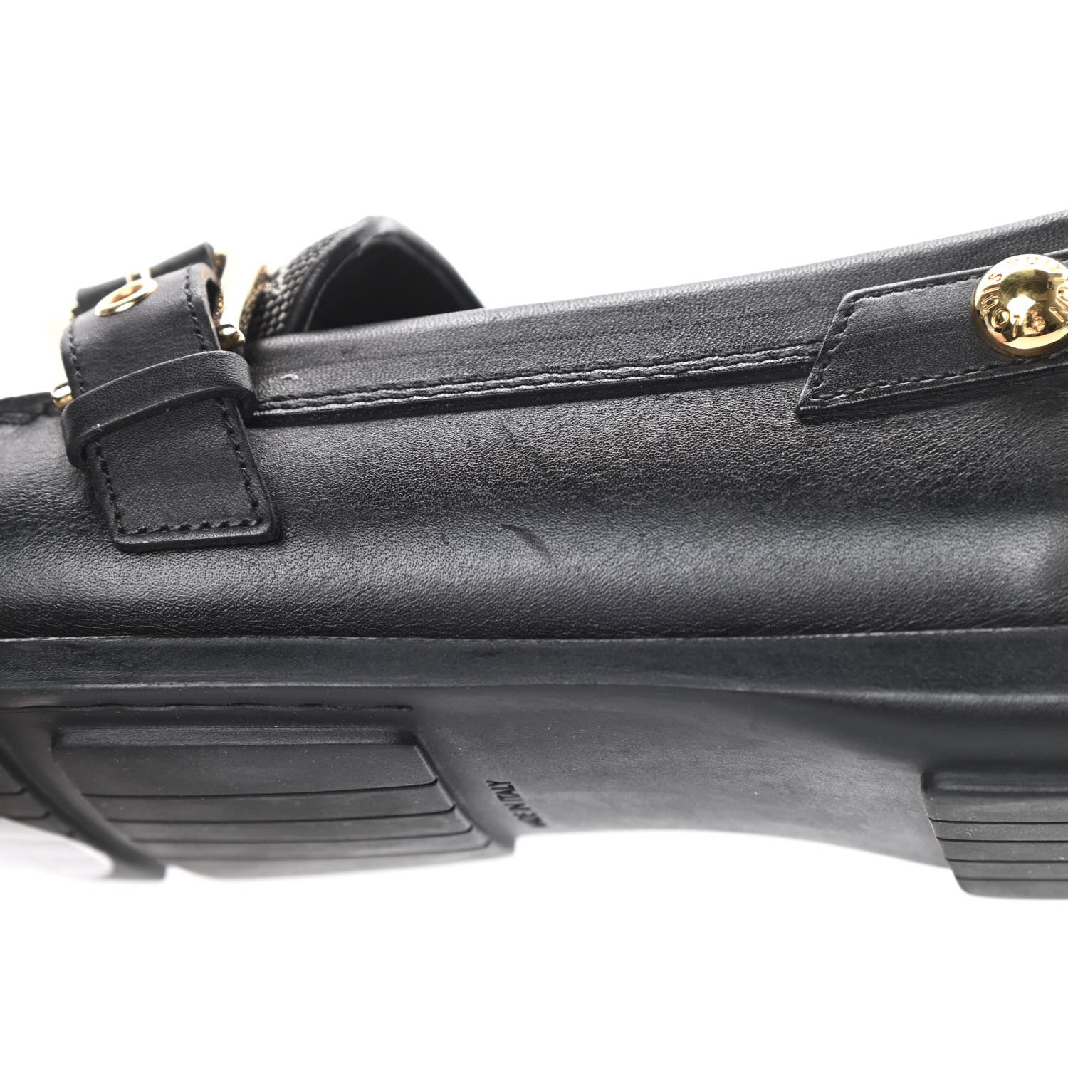 Louis Vuitton Calfskin Mini Lin Loafers 37 Black 10 of 11