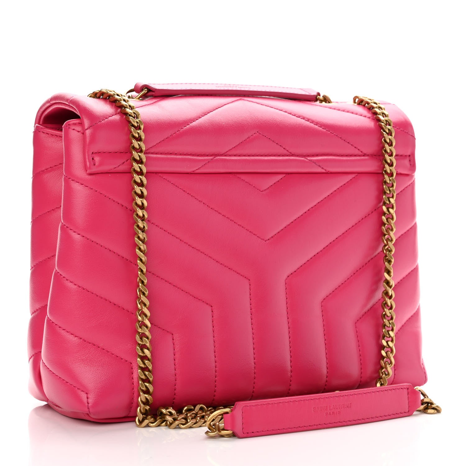 Saint Laurent Calfskin Y Quilted Monogram Small Loulou Chain Satchel Fresh Fuchsia 3 of 11
