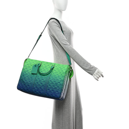 Louis Vuitton Taurillon Illusion Keepall Tote Bleu Vert 2 of 10