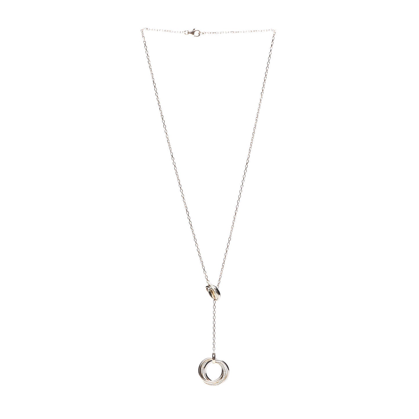 18K Pink Yellow White Gold Diamond Trinity Lariat Necklace