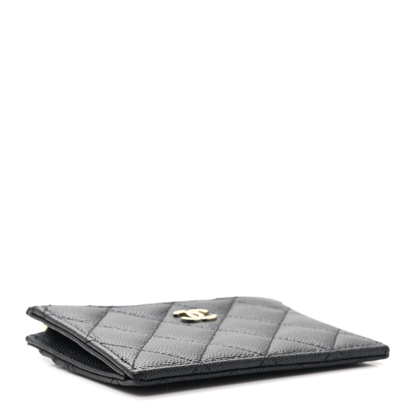 Caviar Quilted CC Zip Card Holder Black
