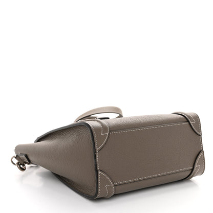 Celine Drummed Calfskin Nano Luggage Souris 4 of 10