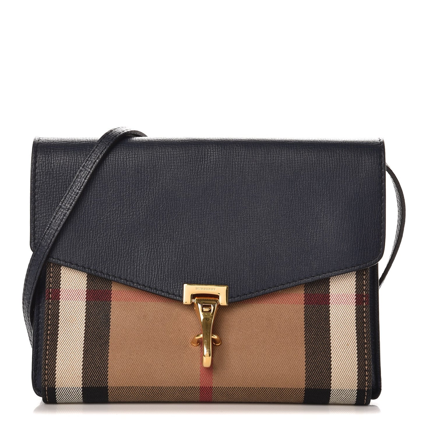 Derby Calfskin House Check Small Macken Crossbody Bag Ink Blue