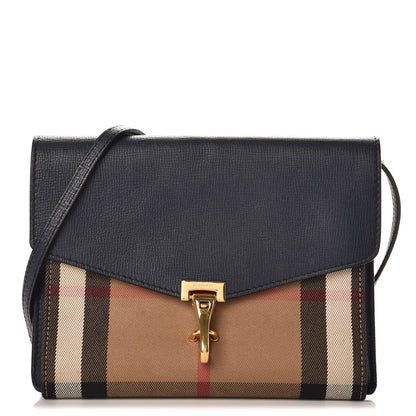 Burberry Derby Calfskin House Check Small Macken Crossbody Bag Ink Blue 1 of 11