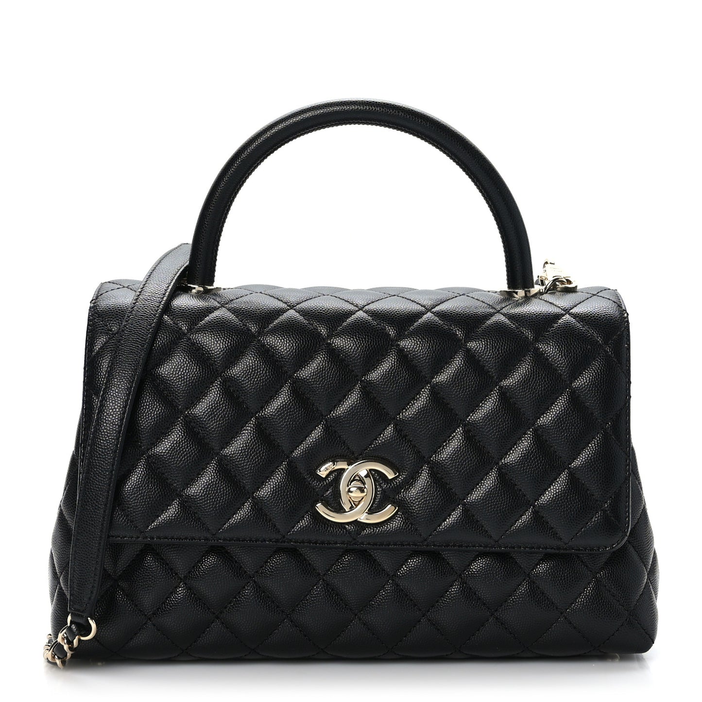 Caviar Quilted Small Coco Handle Flap Black