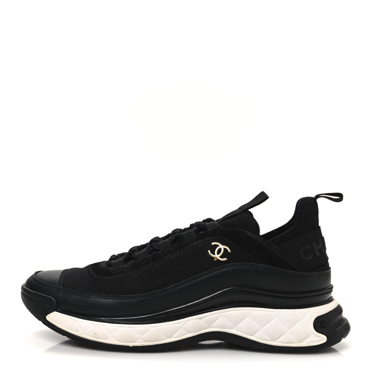 Chanel Velvet Calfskin Mixed Fibers CC Sneakers 39 Black 1 of 9