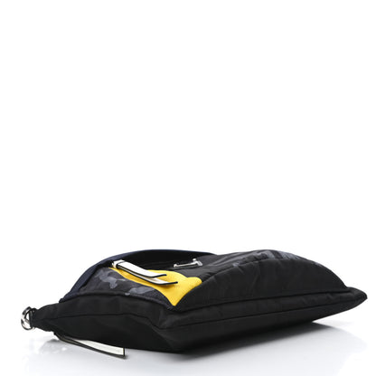Prada Tessuto Nylon Saffiano Patch Camouflage Pouch Blue Black 5 of 8