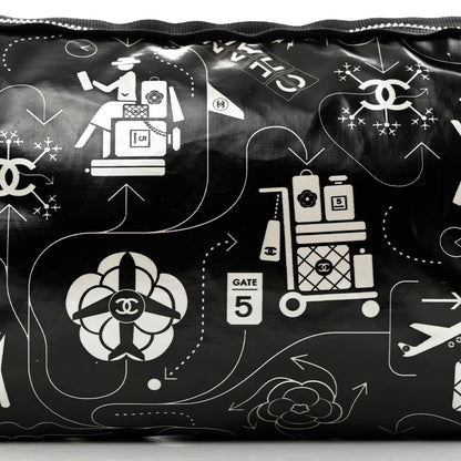 Chanel Coated Canvas Airline Cosmetic Pouch Black White 8 of 8