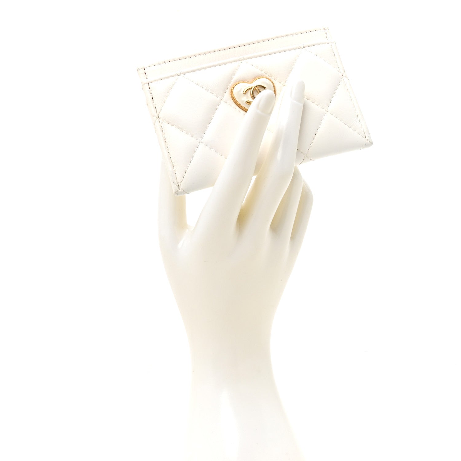 Chanel Lambskin Plexiglass Quilted Coco Love Card Holder White 2 of 9