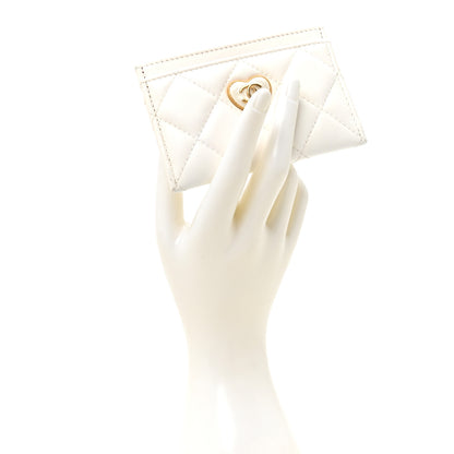 Chanel Lambskin Plexiglass Quilted Coco Love Card Holder White 2 of 9