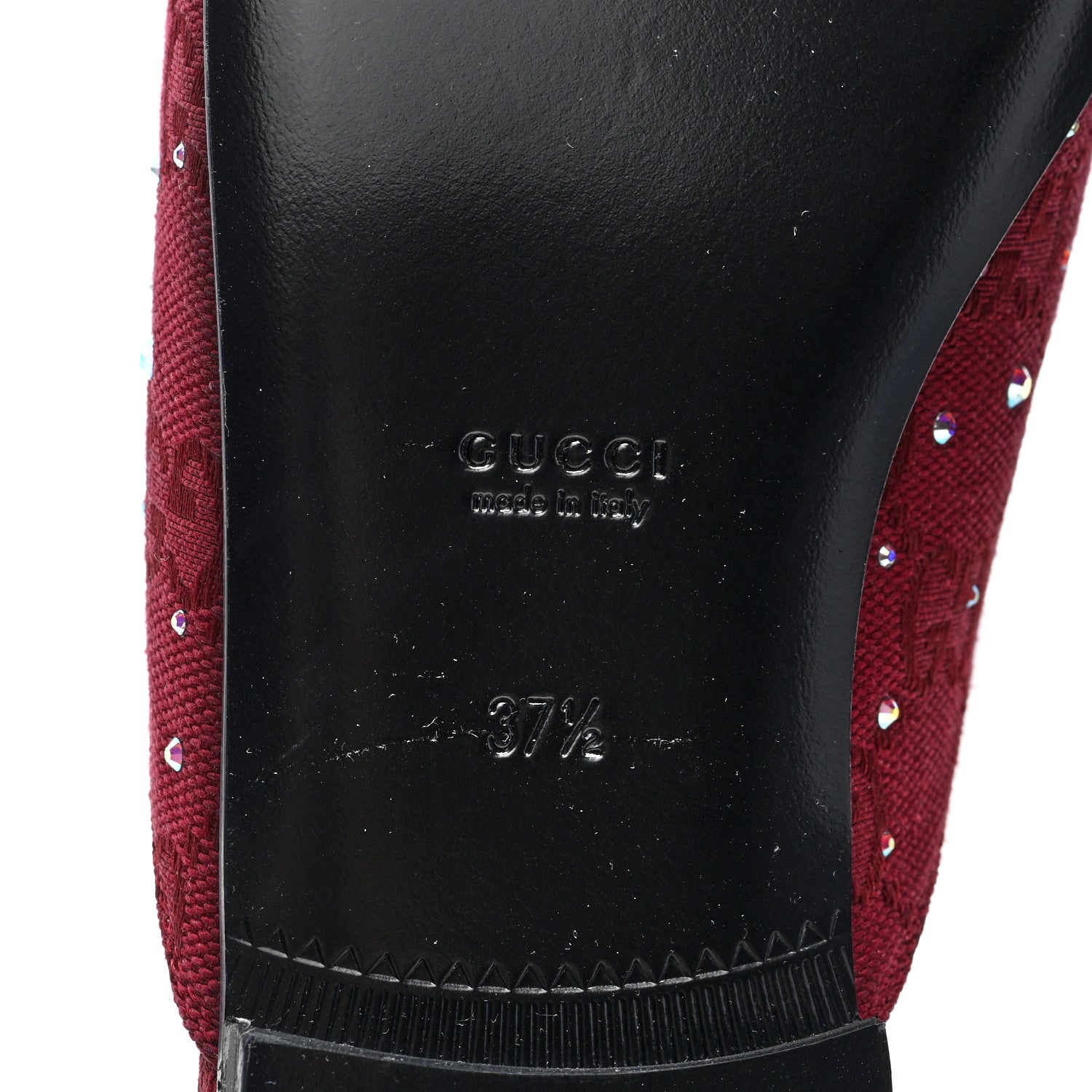 Gucci Crystal Canvas GG Monogram Nappa Womens Princetown Slippers 37.5 Rosso Ancora 7 of 9