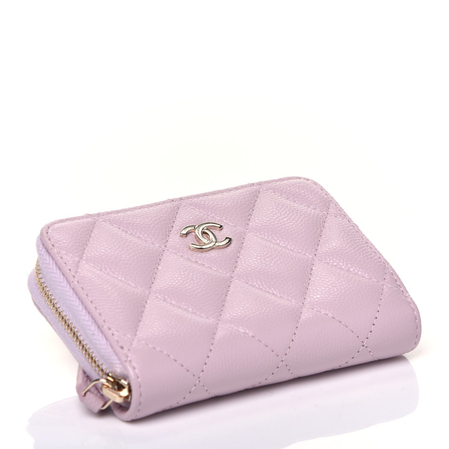 Caviar Quilted Zip Coin Purse Light Pink