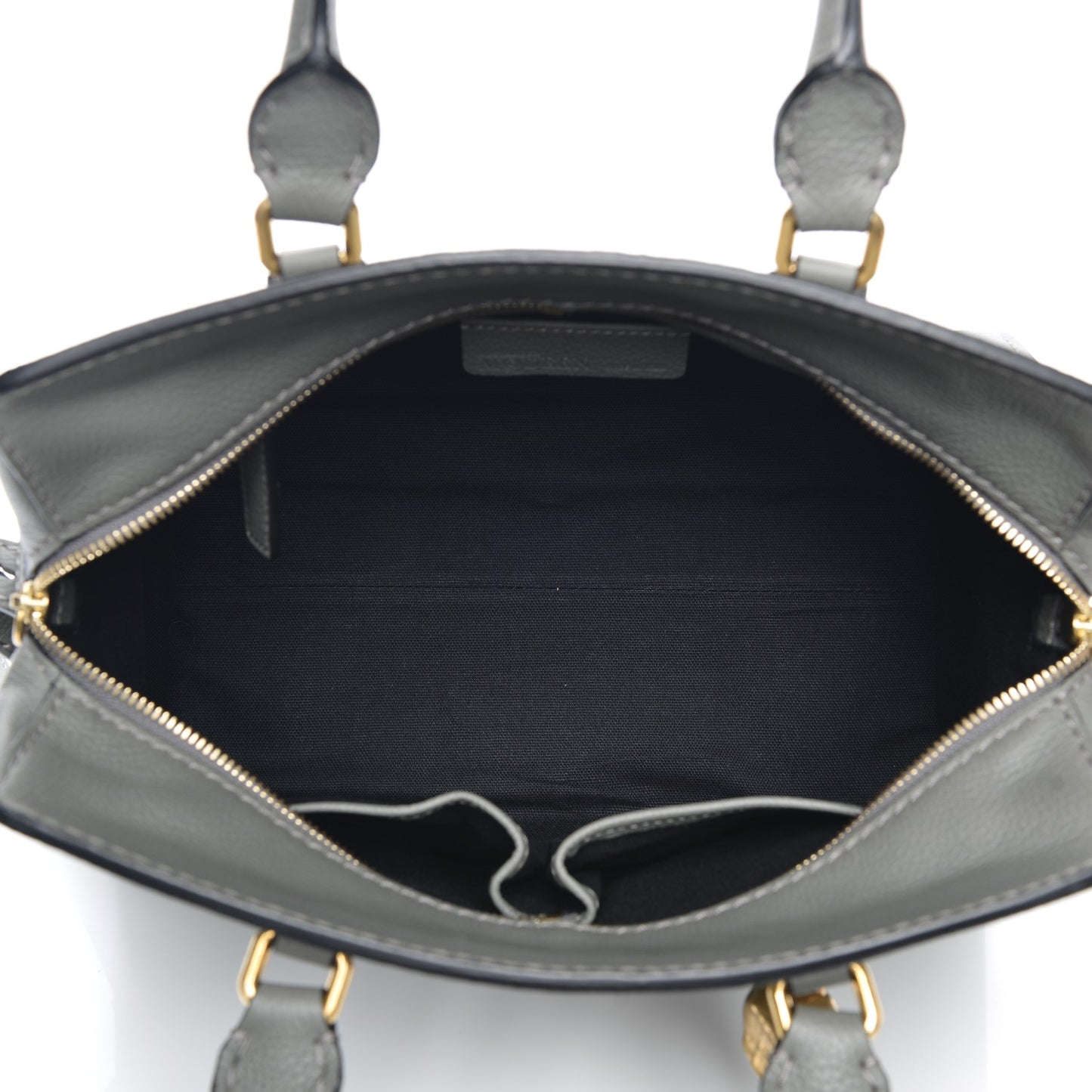 Pebbled Calfskin Small Skull Padlock Zip Around Tote Dark Grey