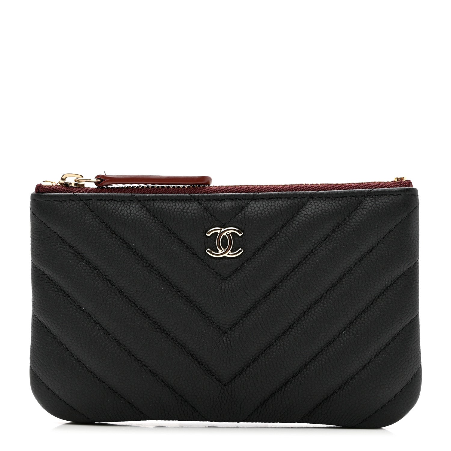 Chanel Caviar Chevron Quilted Small Cosmetic Case Black 1 of 8
