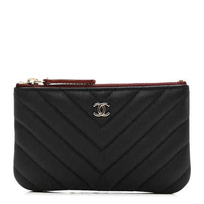 Chanel Caviar Chevron Quilted Small Cosmetic Case Black 1 of 8