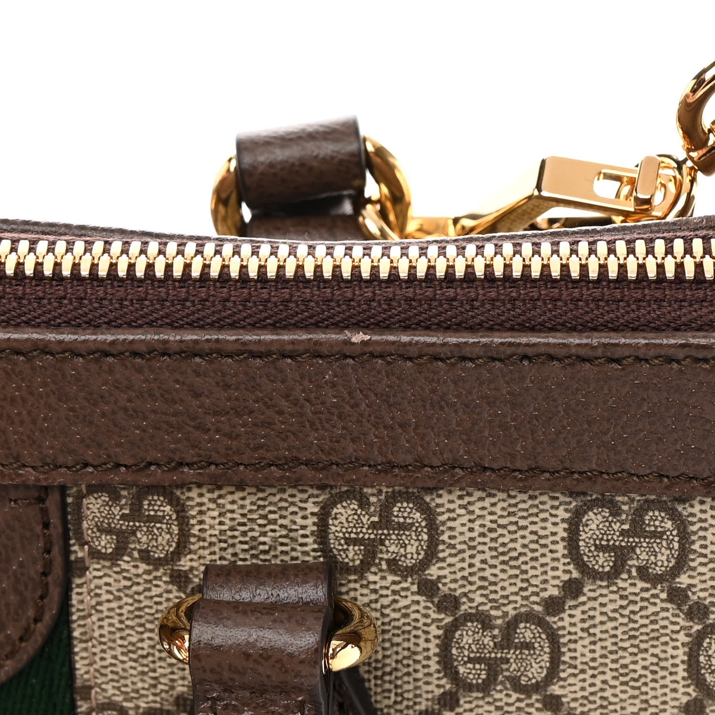 GG Supreme Monogram Web Medium Ophidia Tote Bag Brown