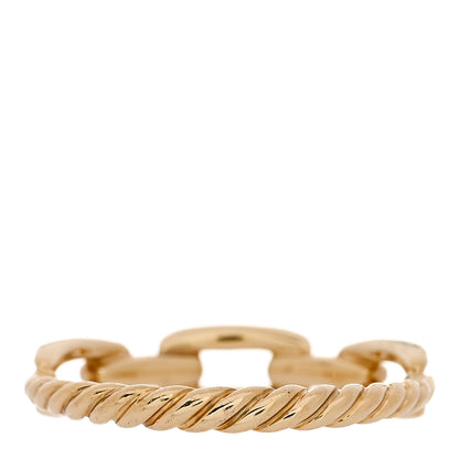 David Yurman 18K Yellow Gold Diamond 4.5mm Stax Single Row Chain Link Ring 54 7 3 of 4