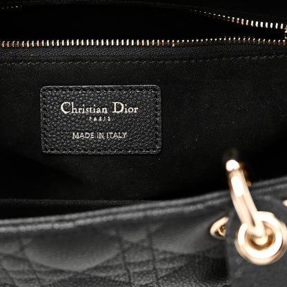 Christian Dior Grained Calfskin Cannage Medium Lady Dior Black 6 of 11