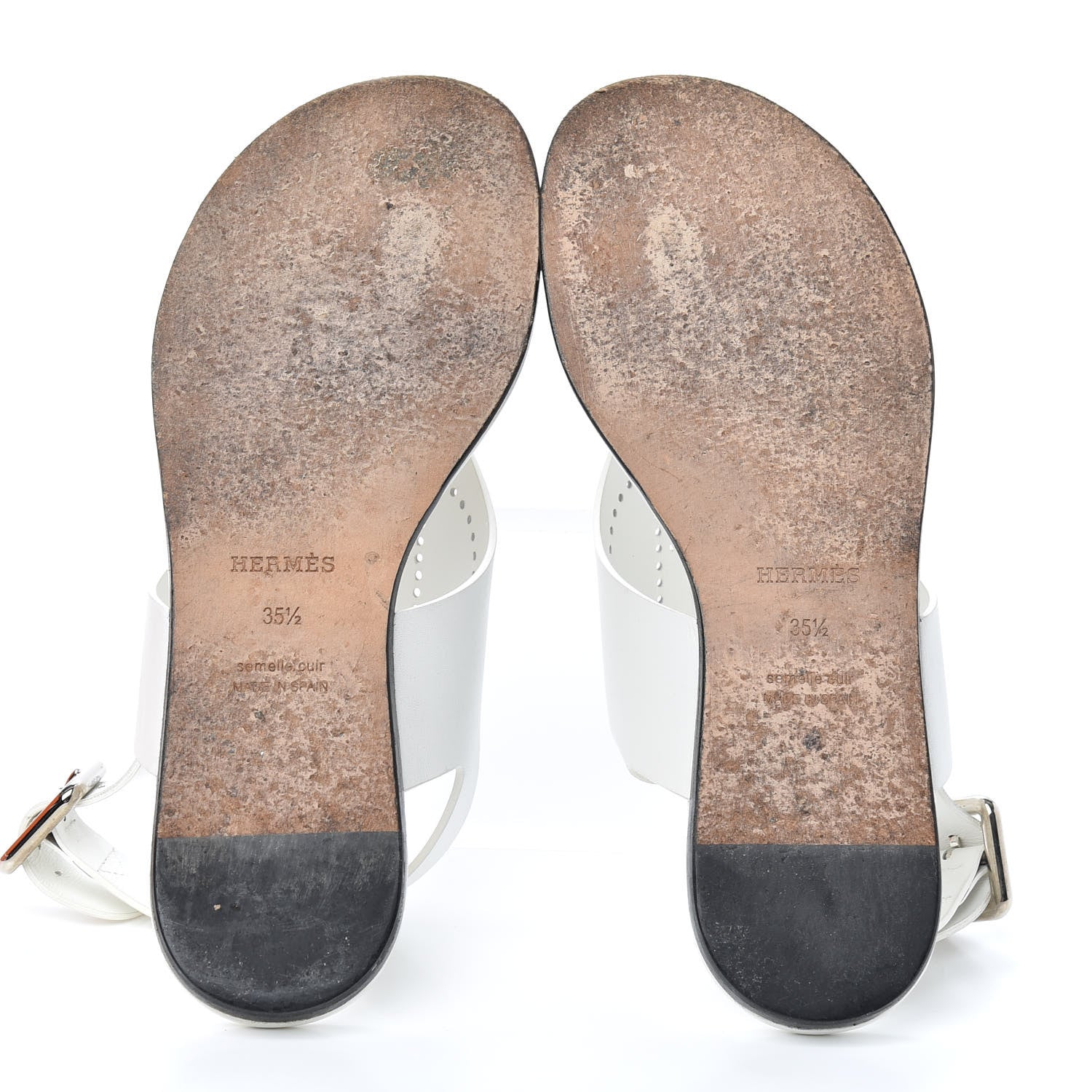 Hermes Calfskin Kola Sandals 35.5 White 6 of 11
