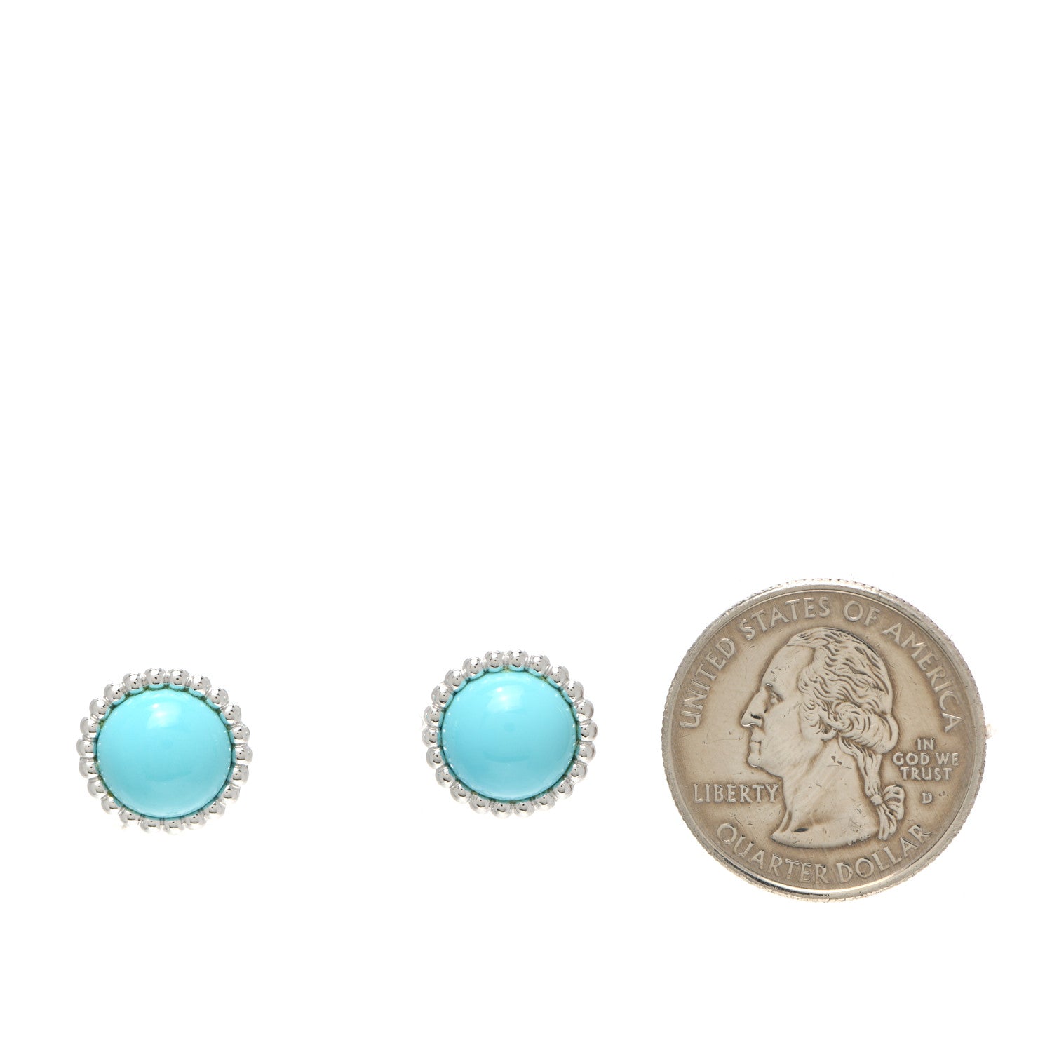 Van Cleef & Arpels 18K White Gold Turquoise Perlee Couleurs Earrings 2 of 6