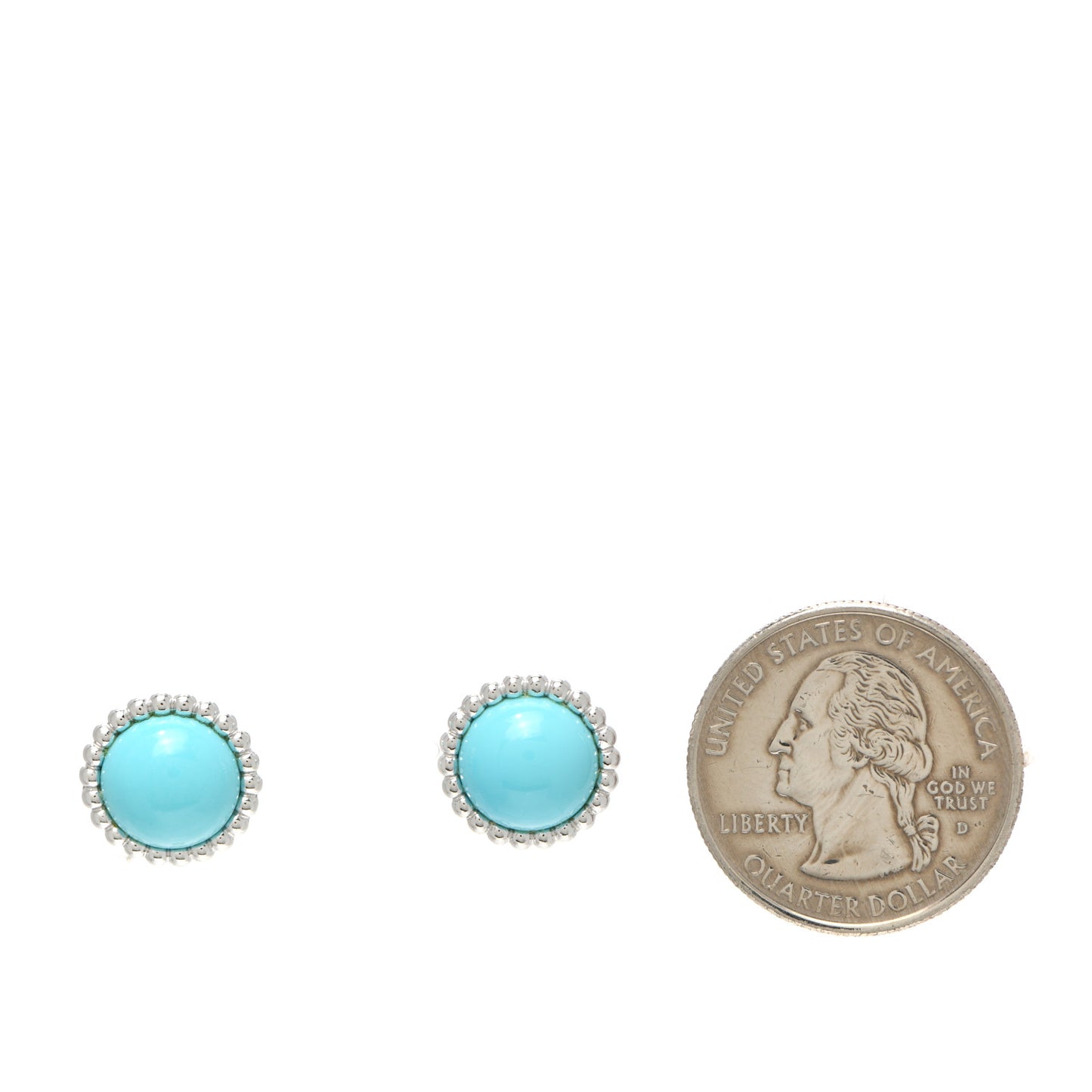 18K White Gold Turquoise Perlee Couleurs Earrings