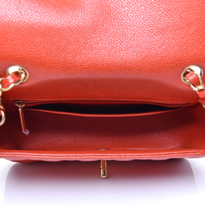 Chanel Pearly Caviar Quilted Mini Rectangular Flap Orange 5 of 10