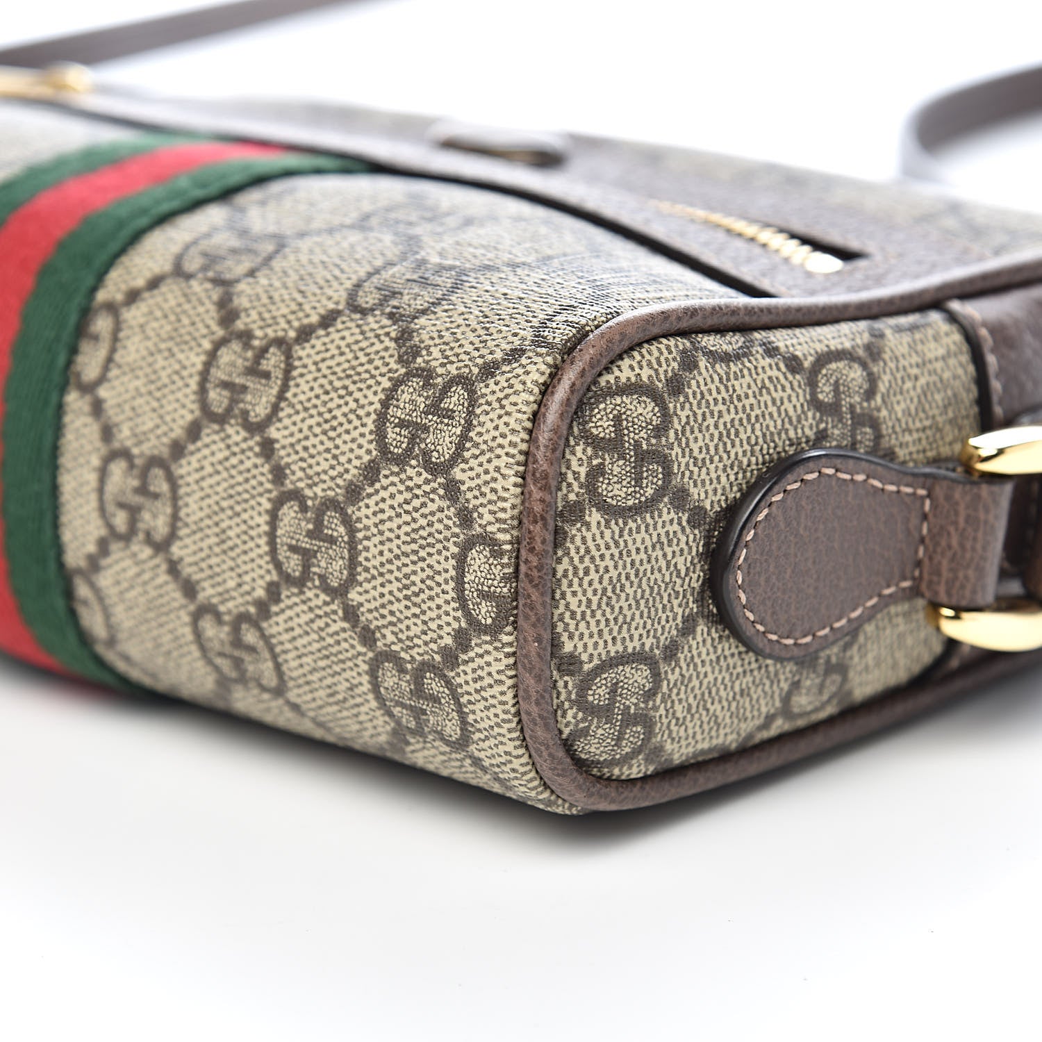 Gucci GG Supreme Monogram Web Mini Ophidia Shoulder Bag Brown 9 of 11