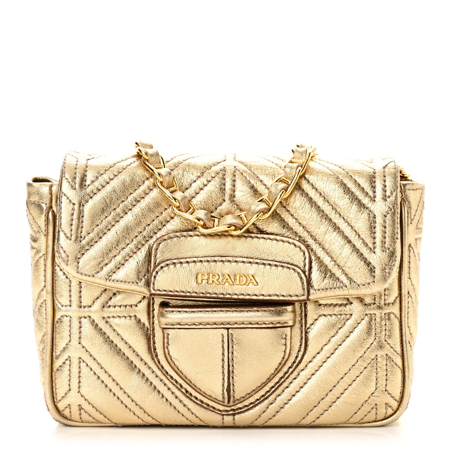 Prada Metallic Nappa Mosaico Pattina Crossbody Platino 1 of 10