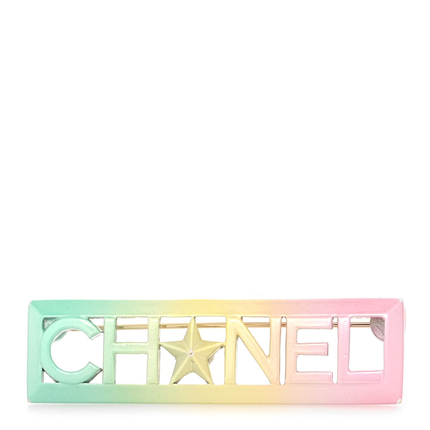 Metal Rainbow Star Logo Brooch Multicolor