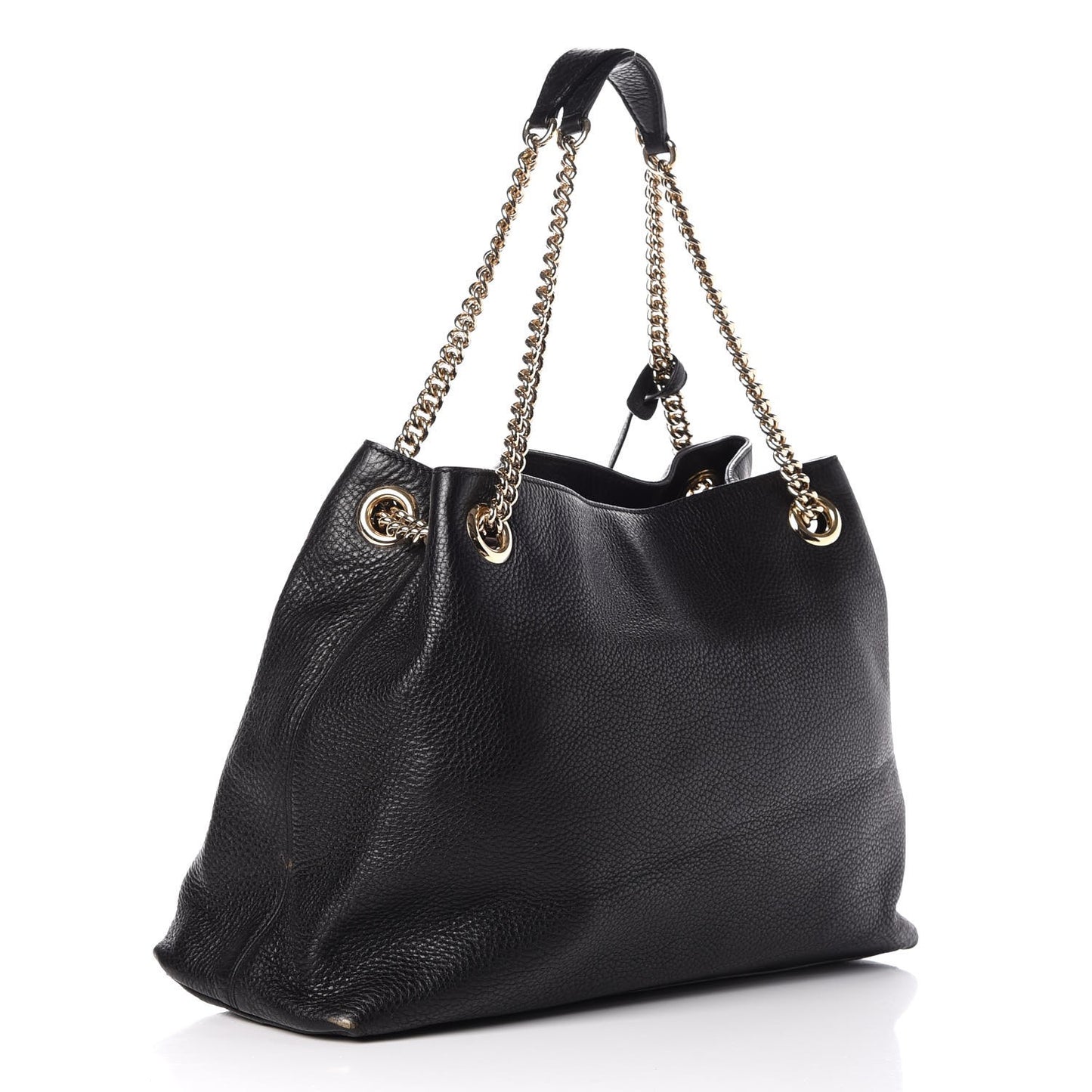 Pebbled Calfskin Medium Soho Chain Shoulder Bag Black