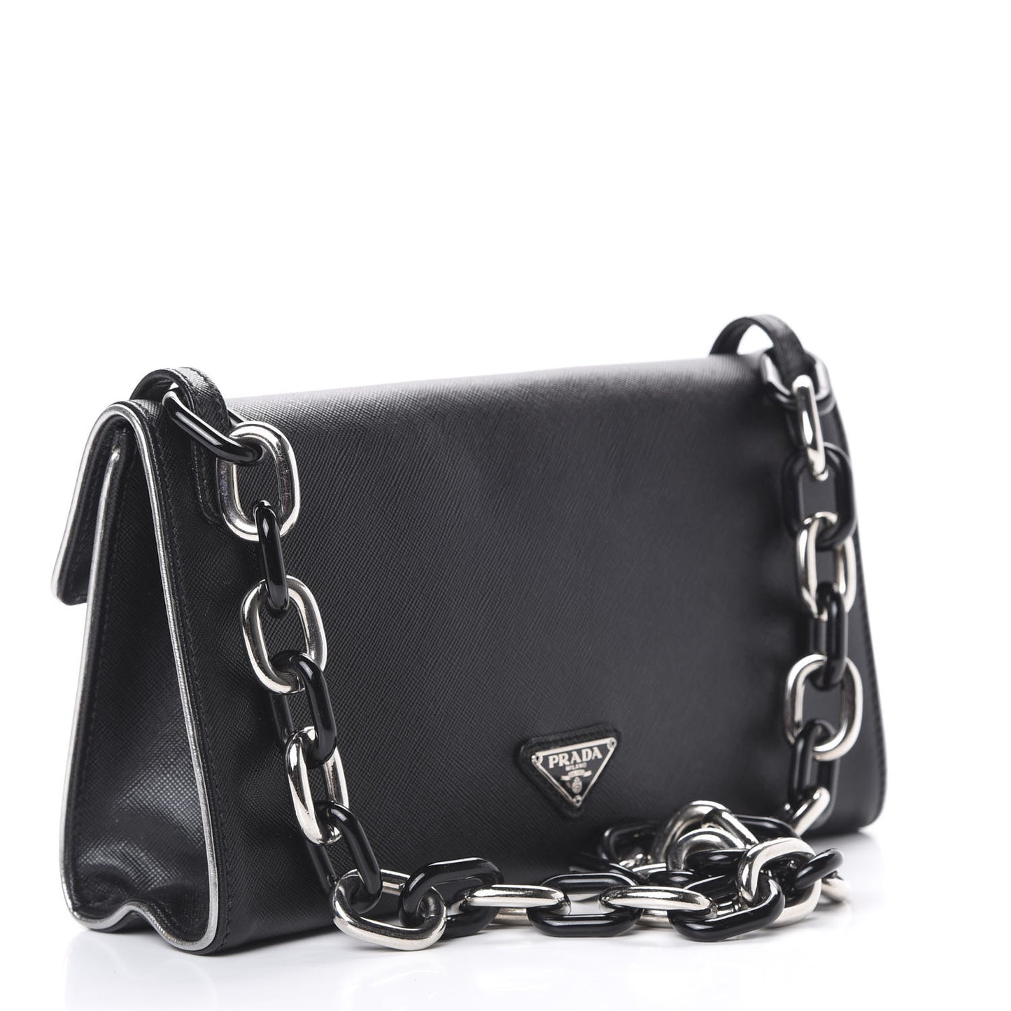 Saffiano Turnlock Chain Shoulder Bag Black
