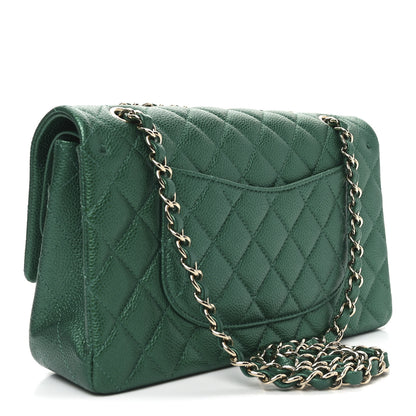 Chanel Metallic Caviar Quilted Medium Double Flap Green 3 of 11