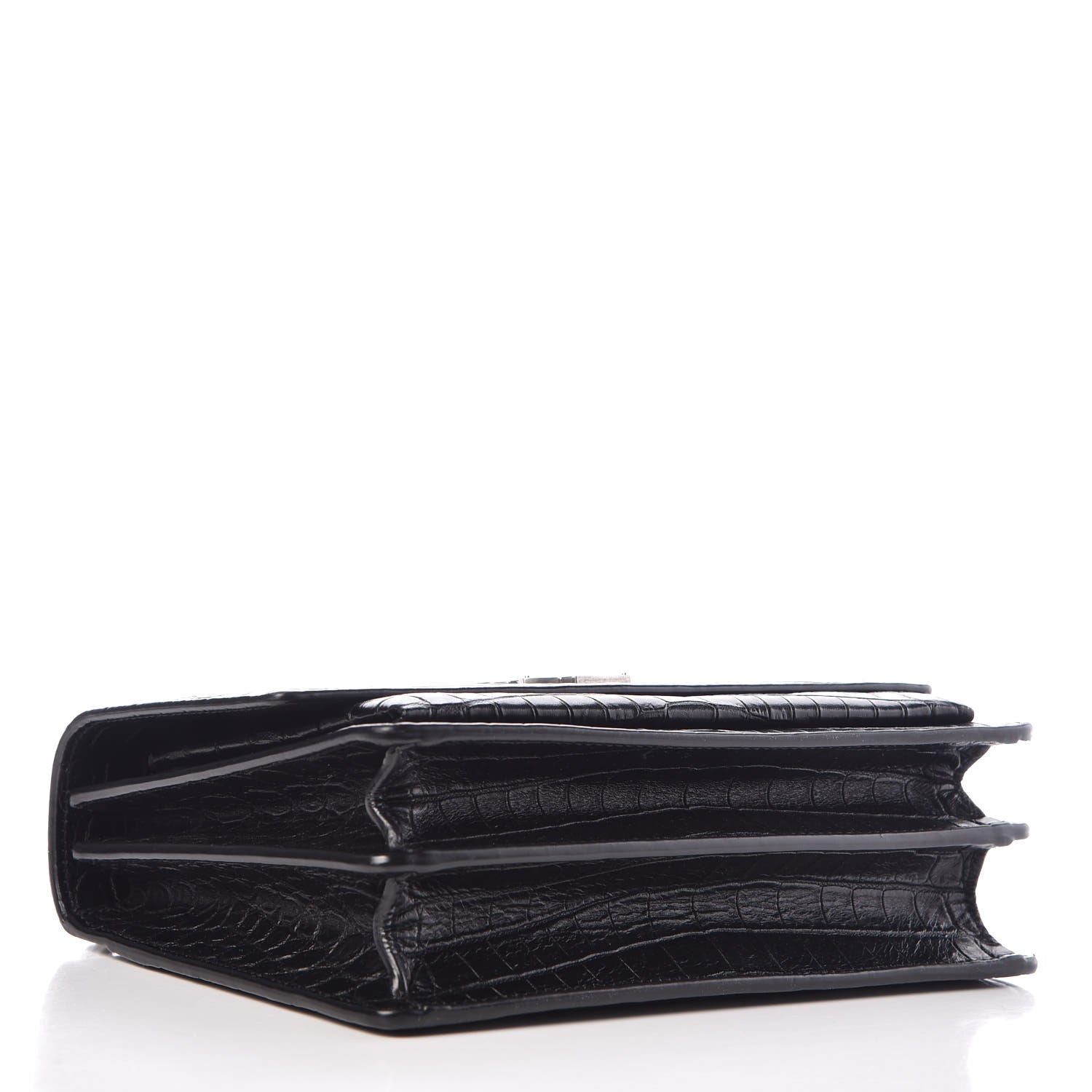 Saint Laurent Calfskin Crocodile Embossed Medium Monogram Sunset Black 4 of 9