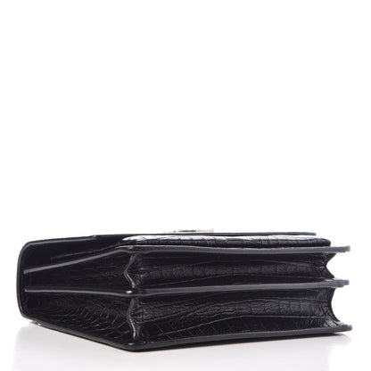 Saint Laurent Calfskin Crocodile Embossed Medium Monogram Sunset Black 4 of 9