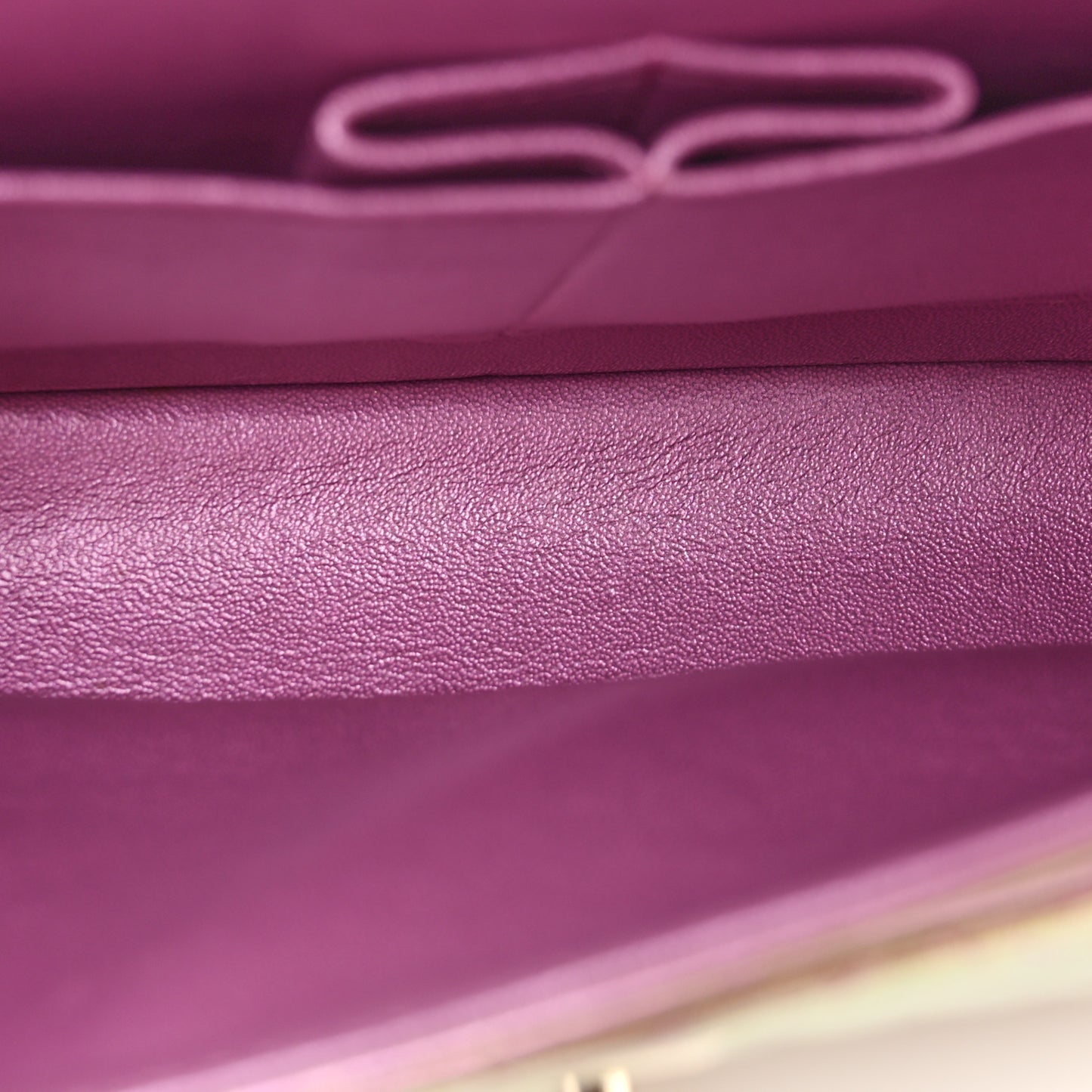 Iridescent Lambskin Quilted Medium Double Flap Purple