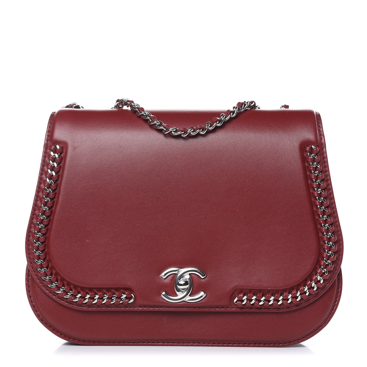 Calfskin Braided Medium Chic Flap Burgundy