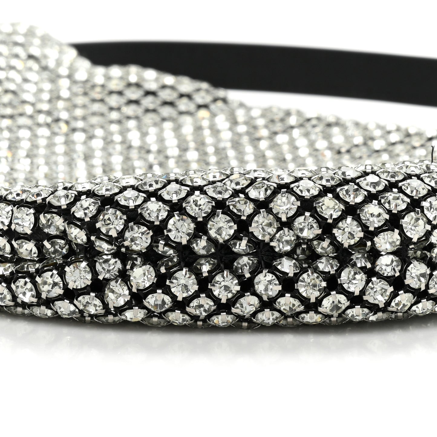 Mesh Crystal Wanglock Fortune Cookie Bag Black