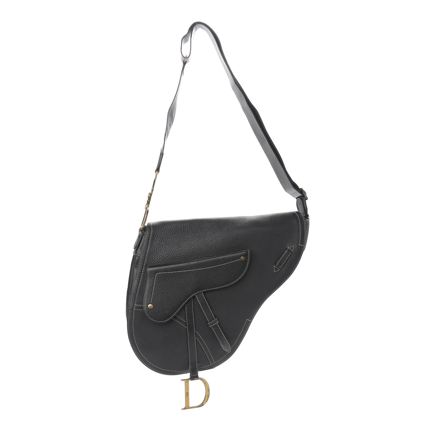 Christian Dior Grained Calfskin Double Saddle Bag Black 1 of 12
