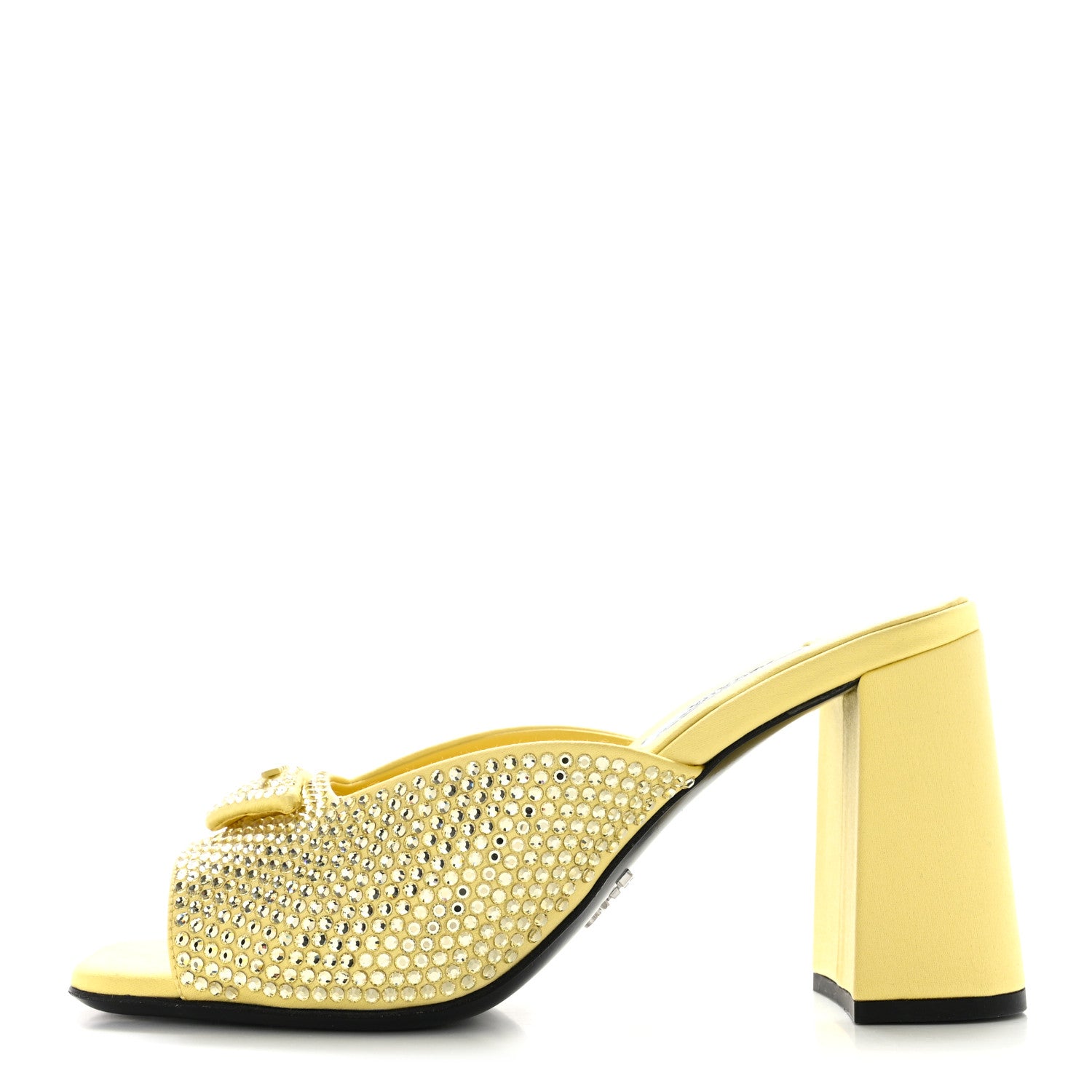 Prada Satin Crystal Logo 90mm Slide Sandals 36 Ananas 1 of 8