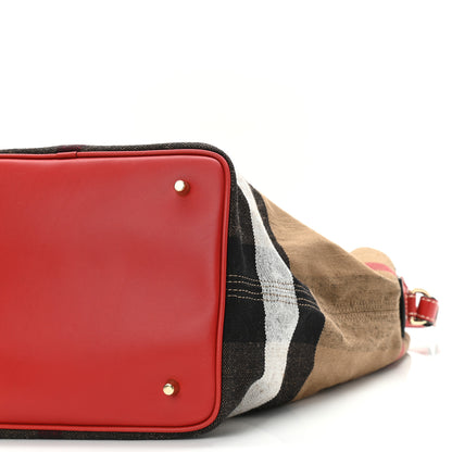 Burberry Canvas Mega Check Medium Ashby Hobo Cadmium Red 9 of 9