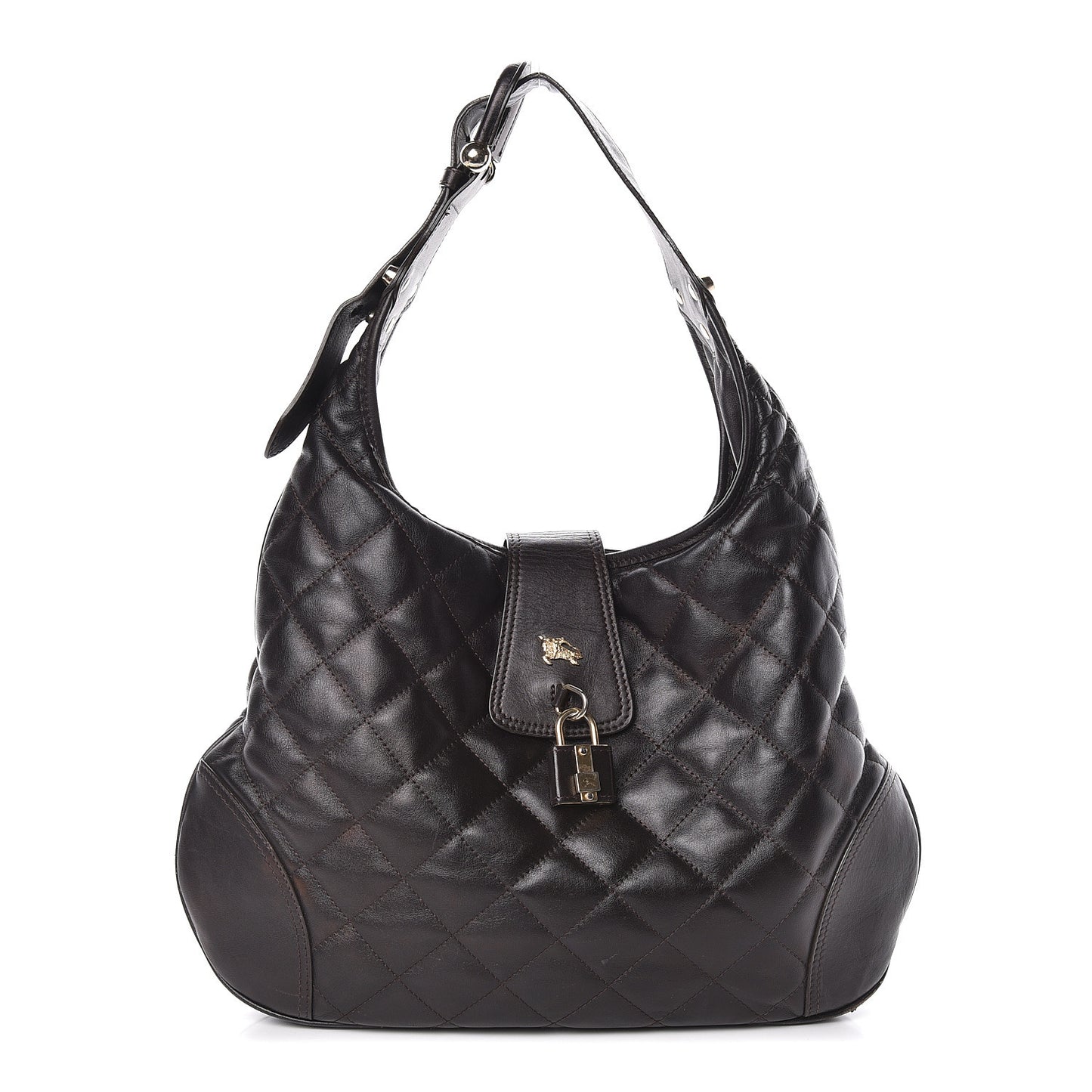 Calfskin Quilted Brook Hobo Dark Brown