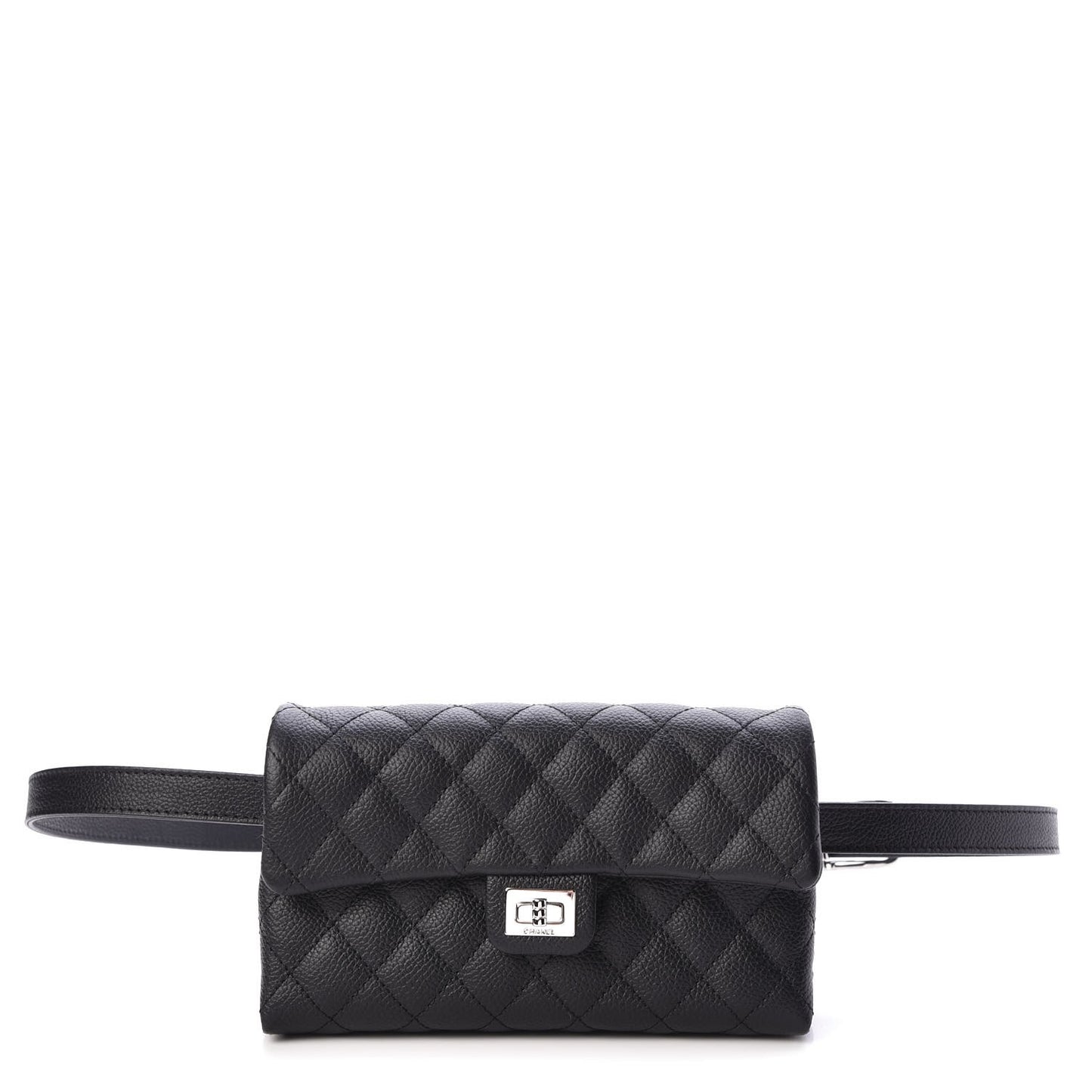 Grained Calfskin Quilted 2.55 Reissue Flap Belt Bag Clutch Black
