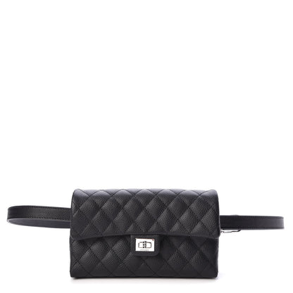 Chanel Grained Calfskin Quilted 2.55 Reissue Flap Belt Bag Clutch Black 1 of 8
